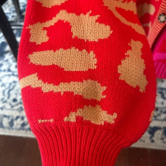 Vibrant Leopard Print V-Neck Cardigan - Picture 3 of 4